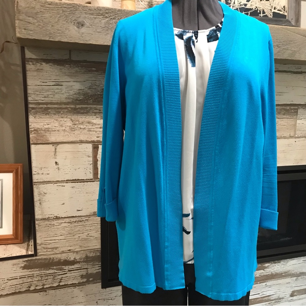Studio Works by Macys teal open front Cardigan, XL